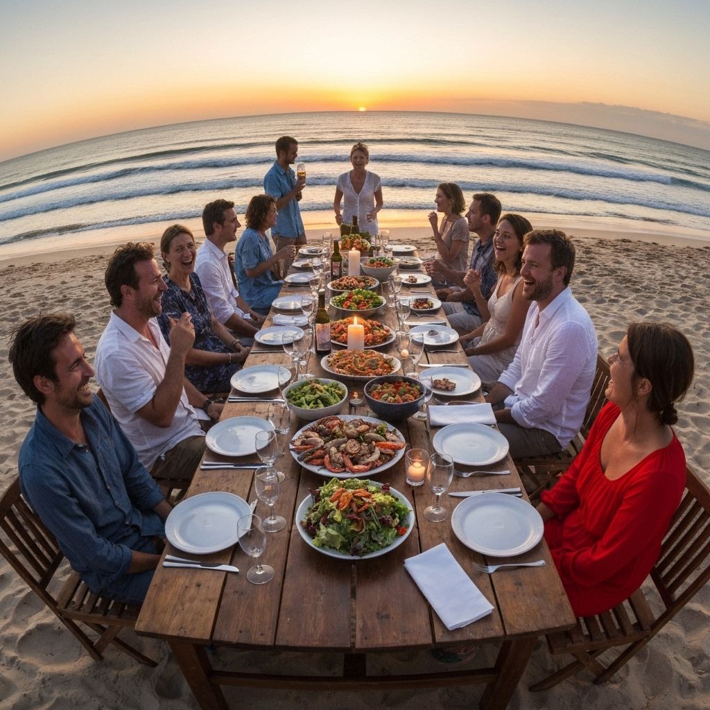 Group dinner on the beach